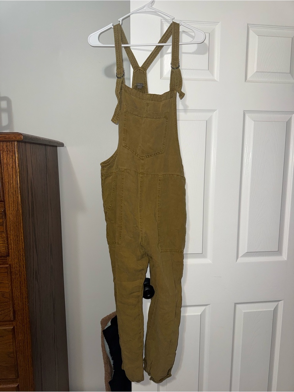 aerie Olive-Tone Utility Denim Overalls